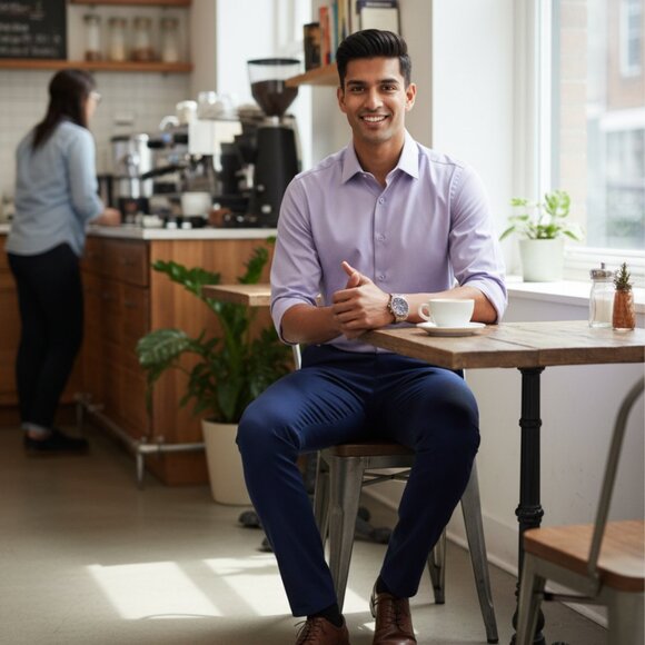Express 1MX Fitted Button Down Shirt Purple Men's Size Large - Picture 6 of 7